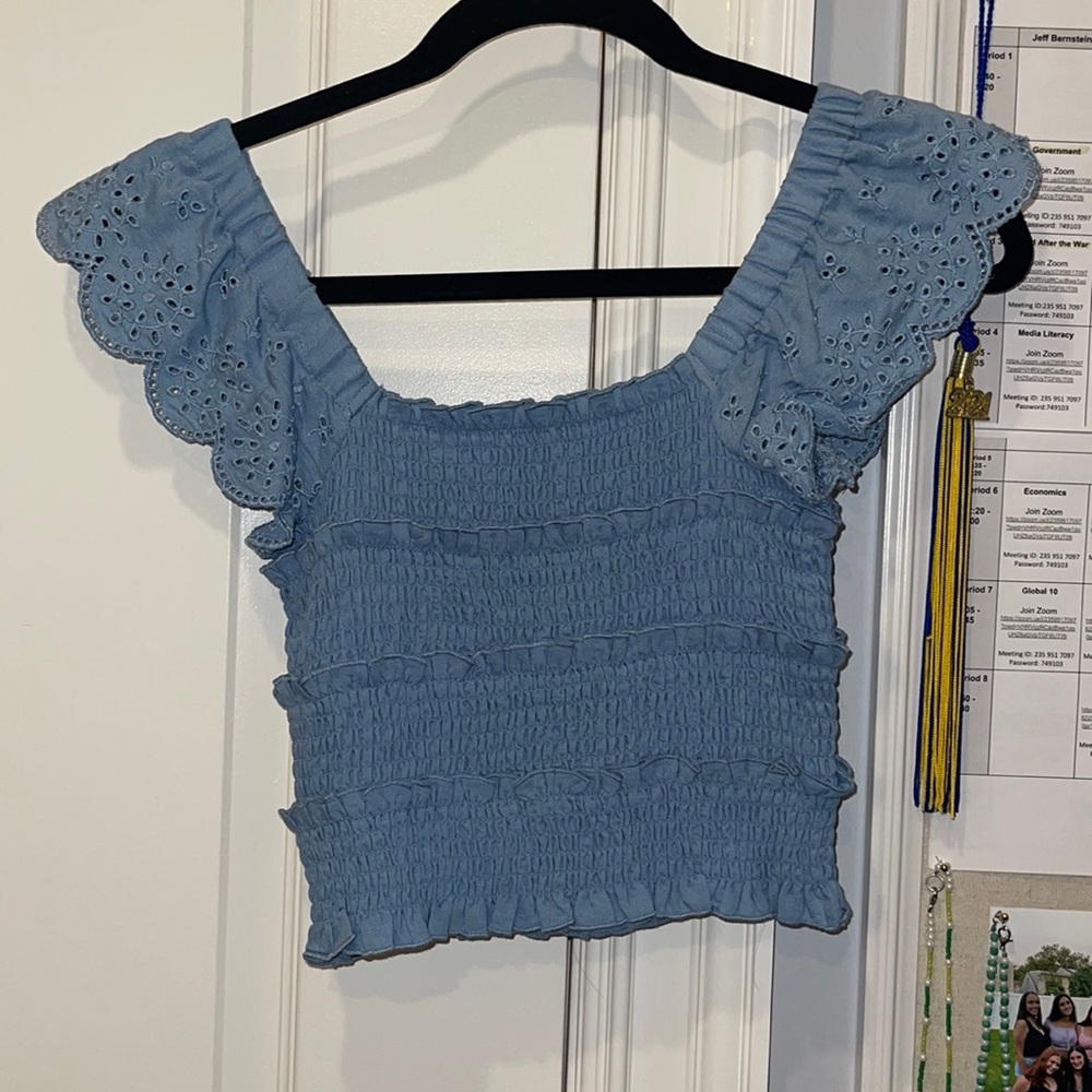 Gab and Kate blue top
